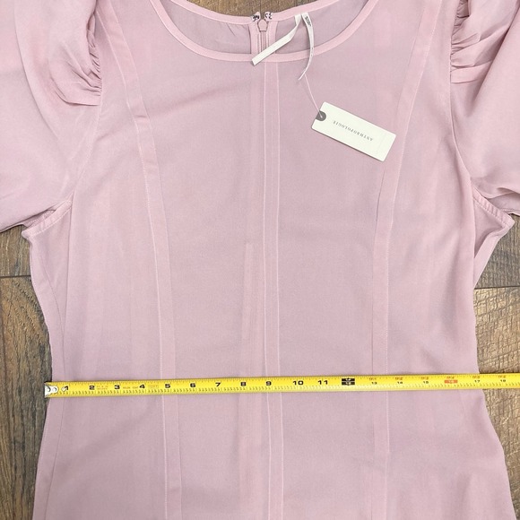 Anthropologie NWT Modern Sheer Midi Dress Violet Ice Pastel Pink Unlined sz 14 - Picture 8 of 11